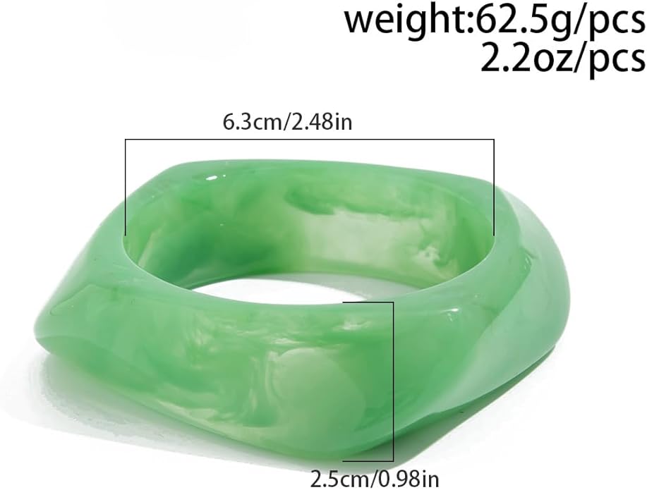 ALEXTINA 3Pcs Acrylic Resin Bangles for Women, Wide Resin Bracelets Chunky Cuff Bracelets Set Stackable Bracelets, Summer Vacation Jewelry Gift for Women