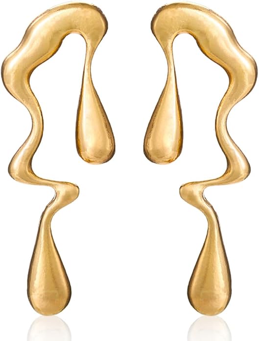 Teardrop Earrings Gold Palated Earrings Large Irregular Geometric Studs Big Lightweight Waterdrop Earrings Jewelry for Women