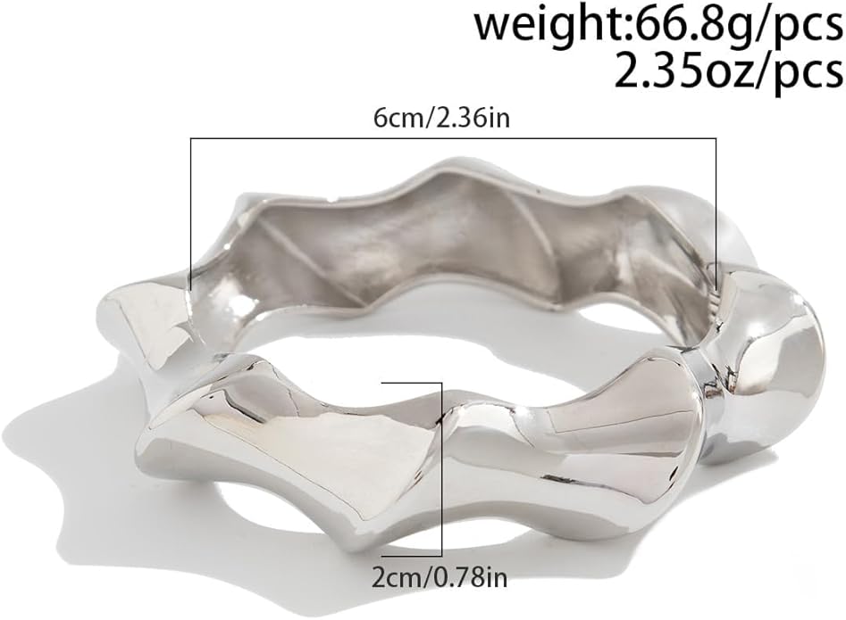 Chunky Gold/Silver Gold Cuff Bangle Bracelets for Women Trendy Hinged Cuff Open Wide Chunky Gold Bracelet Minimalist Bangle Jewelry Gift