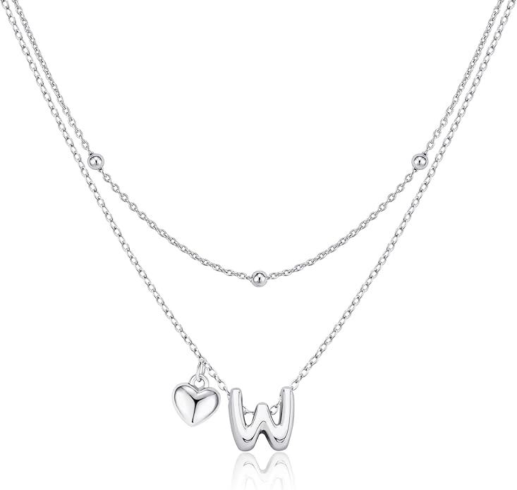 adoyi Valentines Day Gifts for Women Hers Dainty 14K Gold Plated Heart Initial Necklaces Layered Letter A-Z Pendant Necklace Stack Trendy Jewelry Birthday Valentines Day Gifts for Women Jewelry