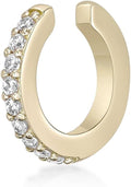 Lavari Jewelers Lab Grown Diamond Huggie Ear Cuff Earring for Women - 18k Yellow Gold Plated 925 Sterling Silver Earrings for Her (F-G, VS1-VS2, 0.08 cttw) Open Non Piercing Hypoallergenic