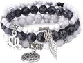 UEUC Tree of Life Yoga Healing Stone Bracelets,Multilayer Lotus Chakra Stone Reiki Bracelet Sets,Anxiety Crystal Natural Stone,for Women Stress Relief