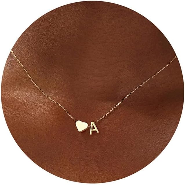 Turandoss Valentines Day Gifts for Kids Teen Girls - Dainty 18K Gold Plated Heart Initial A-Z Pendant Necklace Trendy Jewelry Heart Necklaces Birthday Valentines Day Gifts for Girlfriend Wife Women
