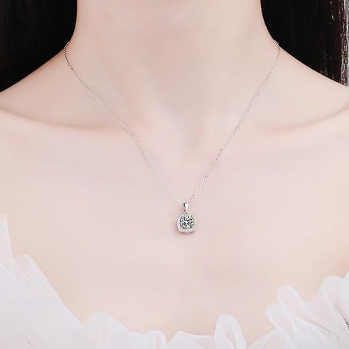 14K Gold 1/2 Carat Diamond Square Necklace & Stud Earrings Set, Micro-Pave Design Two-Piece Jewelry Set, Great for Women Birthday Gifts
