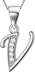Aurora Tears Letter Necklace Initial 925 Sterling Silver Alphabet Pendant Crystal Name Gift Women Cubic Zirconia Jewelry