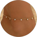 Anklet Bracelets for Women 18K Gold Plated Tennis Anklets Dainty Sapphire Paperclip Pearl Sequin Droplet Adjustable Large Anklet Bracelets Simple Beach Summer Waterproof Foot Jewelry