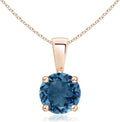 Angara Natural Blue Topaz Solitaire Pendant for Women | Classic Prong-Set Round Blue Topaz Pendant in 14K Solid Gold/Silver/Platinum With 18" Chain | December Birthday, Gemstone Jewelry Gift