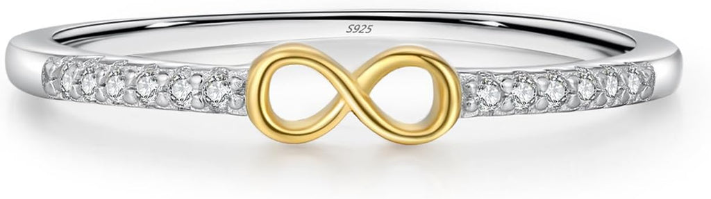 S925 Sterling Silver Infinity & Heart Pavé Ring for Women – Minimalist Twist Design, Everyday Stackable CZ Band, Casual Chic Jewelry
