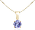 Angara Natural Tanzanite Solitaire Pendant for Women | Round Tanzanite Solitaire Pendant Necklace in 14K Solid Gold/Silver/Platinum With 18" Chain | December Birthday, Gemstone Jewelry Gift