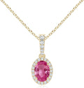 Angara Natural Pink Sapphire Pendant for Women | Vintage Style Oval Pink Sapphire Halo Pendant in 14K Solid Gold/Platinum With 18" Chain | Birthday, Anniversary, Gemstone Jewelry Gift