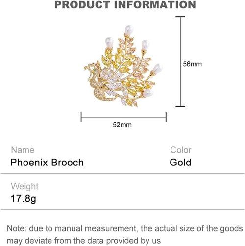 14K Gold Majestic Phoenix Brooch Embellished with Lustrous Pearls and Colorful Gemstones, Sophisticated Jewelry for Memorable Events, Must-Have Accessory for Elegant Women
