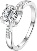 S925 Sterling Silver Wedding Ring for Women,Chic Bullhead Style, 1/2/ Carat Round Cut Diamond Ring, VVS1 D-Color,Women's Promise Rings