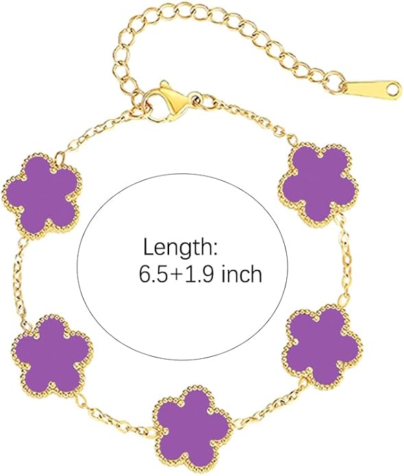 18K Gold-Plated Four Leaf Clover Bracelet for Women,Adjustable lucky Bracelet Set Jewelry Gift-Hypoallergenic Charm for Birthdays, Wellness & Daily Wear