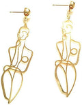 Abstract Body Lady Face Dangle Earrings for Women Jewelry - Gold Vintage Face Dangle Earrings