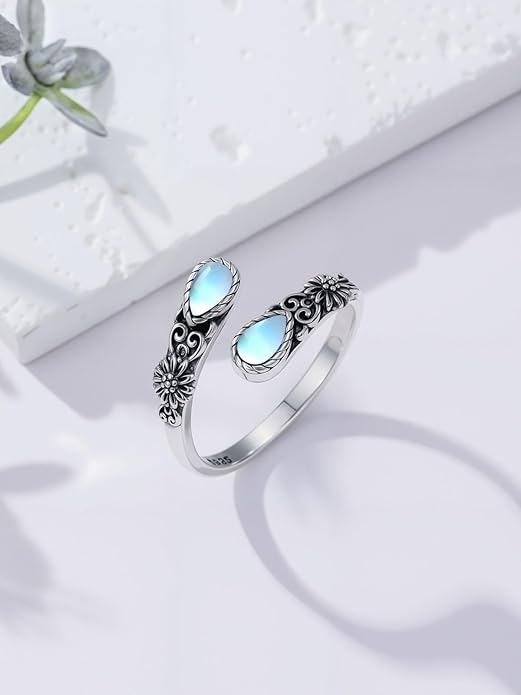 Dorunmo Spoon Ring 925 Sterling Silver Vintage Antique Spoon Rings Adjustable Size 8 Thumb Rings Western Jewelry Gifts for Women