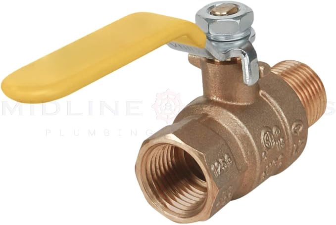 Midline Valve 822MF223-5 Premium Brass Full Port Ball Valve 1 in. FIP x MIP - Image 2