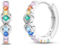NARMO Earrings for Women 925 Sterling Silver Heart Hoops Small Colorful Rainbow Hoop Earrings Huggie Earrings