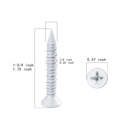 WenSilon 1/4" x1-3/4 White Concrete Screw Anchor White Flat Head - Image 2
