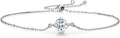Gem Stone King Gemstone Birthstone Solitaire Bracelet For Women | 925 Sterling Silver | Round 6MM | Gift for Her Women Wife Mom Lady Daughter | Adjustable Bolo Bracelet | Easy-On Easy-Off
