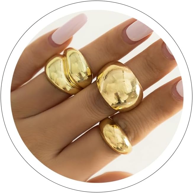 Sora Tuki Rings for Women Chunky Rings Set Adjustable Stackable Ring for Women Bold Thick Statement Ring Trendy Chunky Jewelry