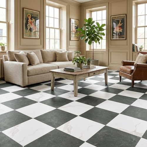 Peel and Stick Floor Tiles | Light Green Marble 30 Sq.Ft - Image 5