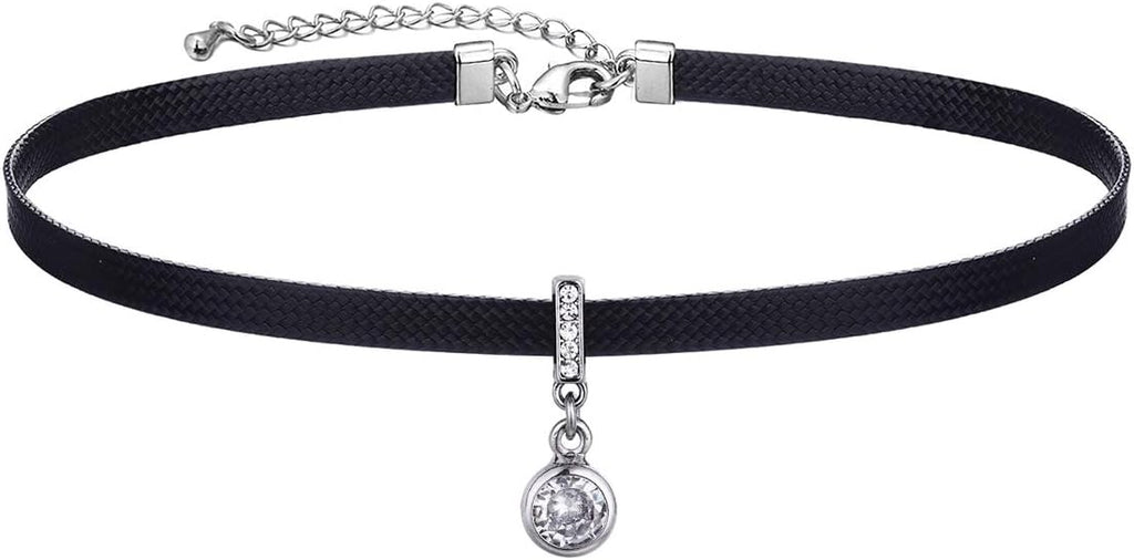 Yonhon Black Choker Necklace for Women,Gold/Siver Tone Choker Necklace with Elegant Pendantant
