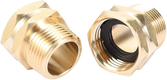 3/4" GHT Female to 3/4" NPT Male Connector, Brass Garden Hose Fitting 2pcs - Image 2