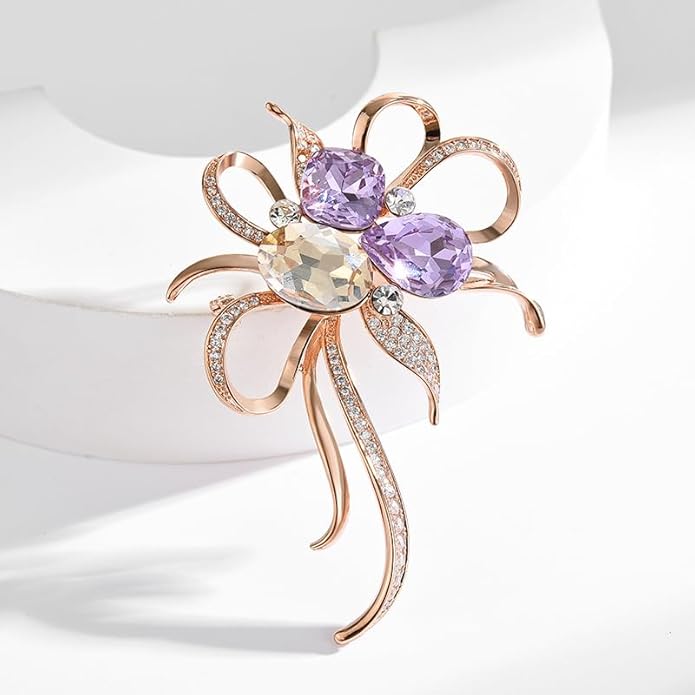 Flower Brooch for Women Rhinestone Flower Brooch Pins Floral Brooches Jewelry Gift for Mom Wife