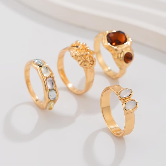 Sora Tuki Rings for Women Chunky Rings Set Adjustable Stackable Ring for Women Bold Thick Statement Ring Trendy Chunky Jewelry