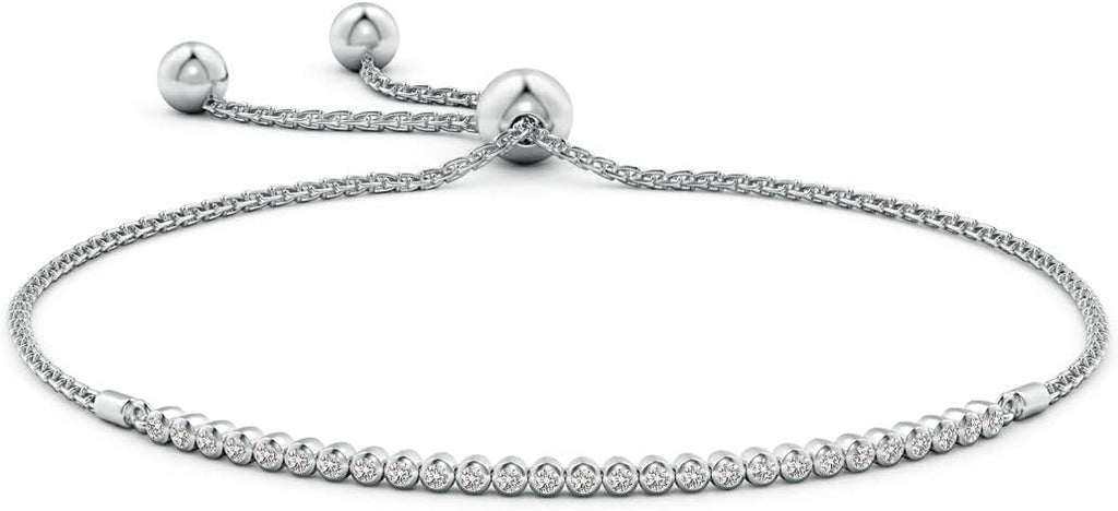 Angara Diamond Tennis Bolo Bracelet in 14K Solid Gold | Natural Diamond Adjustable Chain Bracelet for Women | April Birthstone Jewelry Gift For Women