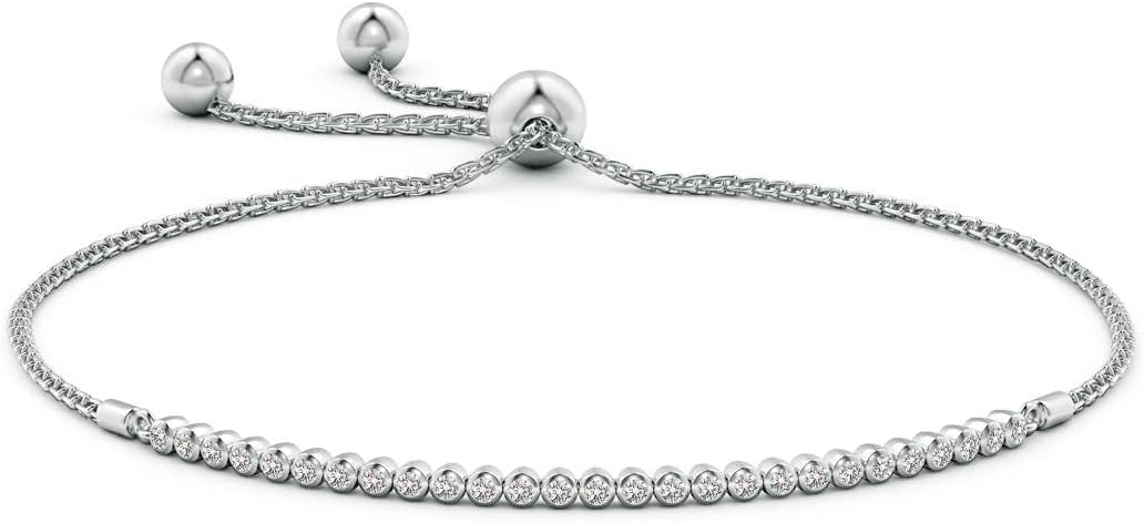 Angara Diamond Tennis Bolo Bracelet in 14K Solid Gold | Natural Diamond Adjustable Chain Bracelet for Women | April Birthstone Jewelry Gift For Women