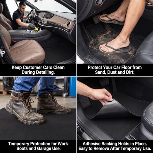 WILLBOND 20 Pcs Self Adhesive Disposable Car Floor Mats, Felt 15.7"x19.6" - Image 3