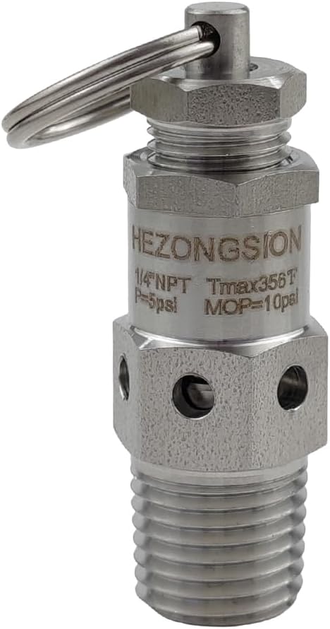 1/4" MNPT Pressure Relief Safety Valve, 5psi Set Pressure, Stainless Steel SS304 by HEZONGSION