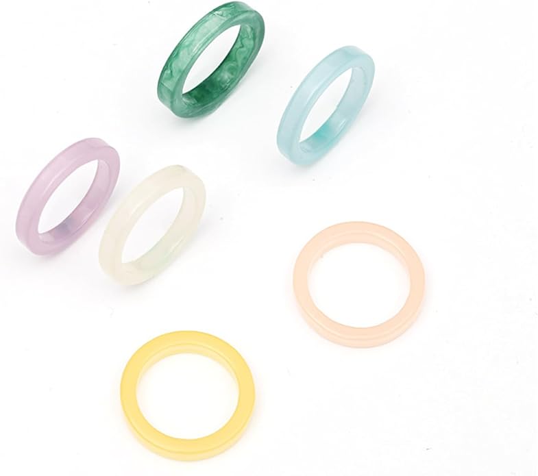 Multicolor Resin Chunky Rings for Women,Acrylic Plastic Rin Knuckle Finger Cute Trendy Aesthetic Y2k Statement Ring Vintage Simple Geometric Rings Jewelry