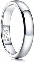 King Will Tungsten Carbide Wedding Band for Men Women Promise Rings for Couples Domed High Polish