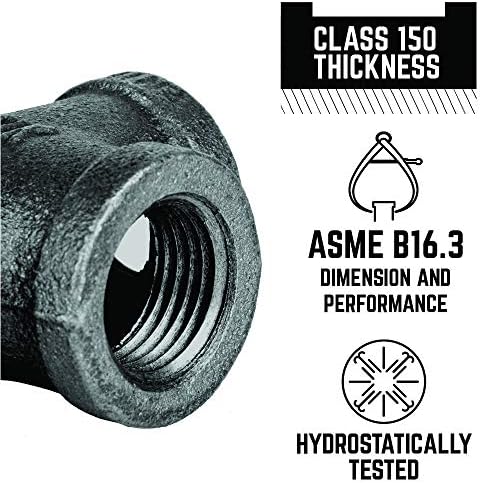 PIPE DECOR 1" Tee Fitting, Malleable Iron, Fits One Inch Diameter Black Steel - Image 4
