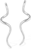 18K gold-plated women's earrings with fashionable wavy spiral shape made of stainless steel material, suitable for daily wear at gatherings