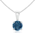 Angara Natural Blue Topaz Solitaire Pendant for Women | Classic Prong-Set Round Blue Topaz Pendant in 14K Solid Gold/Silver/Platinum With 18" Chain | December Birthday, Gemstone Jewelry Gift