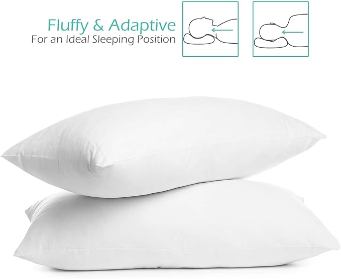 Nestl 2 Pack Toddler Pillow for Sleeping 13 x 18, Small Kids Pillow for Travel, Car, School, Nap, & Toddler Bed, Machine Washable Soft Cotton Child 2 Year Old and Up - White