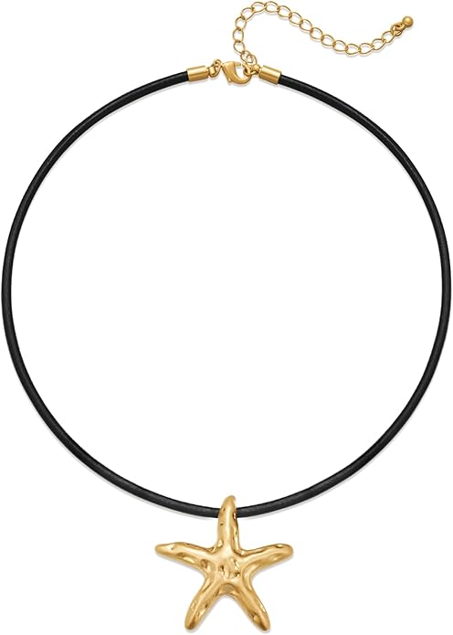 WOWORAMA Gold Necklace for Women Boho Spiral Conch Shell Necklace Starfish Necklace Vintage Ocean Sea Shell Choker Pendant Necklace Adjustable Summer Beach Jewelry