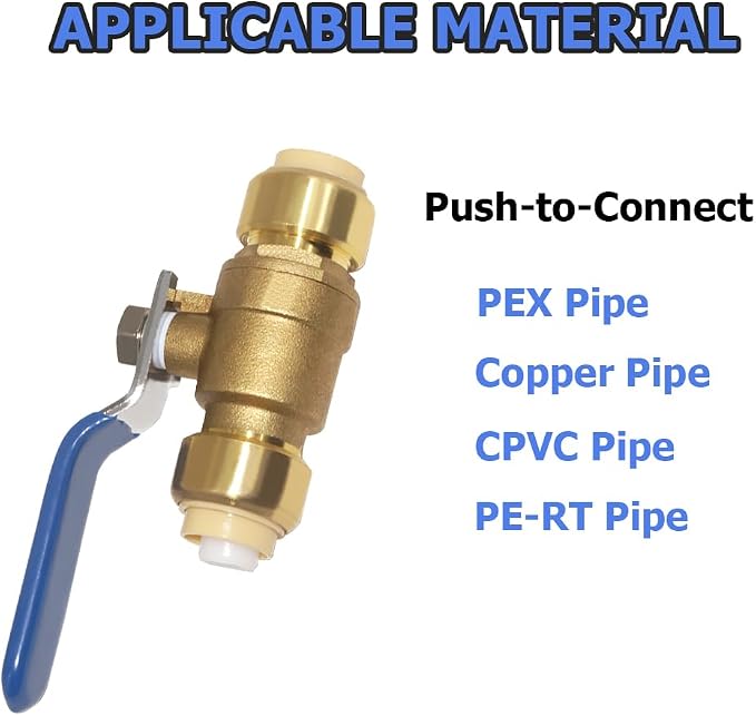 Hooshing 2 Pack 1/2 Inch Push-Fit Full Port Ball Valve, - Image 3