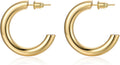 Gold Earrings for Women Girls,14K Gold Plated Hoop Earrings with 925 Sterling Silver Post Cubic Zirconia Stud Earring Huggie Hoops Earrings