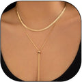 GIGB PBDK Chunky Gold Choker Necklace for Women,Trendy Silver Statement Necklace Long Snake Chain Drop Necklace,Charm Prom Body Jewelry Accessories Gifts
