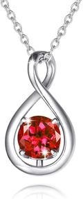 FANCIME Birthstone Necklaces for Women Fine Jewelry Sterling Silver Dainty Infinity Pendant Anniversary Birthday Christmas Gifts for Her Wife Mom Lady Daughter, Chain 16"+2" Extend