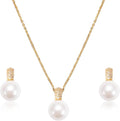 Classic Pearl Jewelry Set for Women – Elegant Pearl Necklace and Earrings Set with 14K Gold Plated Silver Chain Jewelry Perfect as Special Occasion Gift