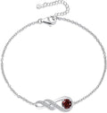 Birthstone Bracelets for Women 925 Sterling Silver Created Gemstone Bracelet Infinity Pendant Jewelry for Her, 6.7"+1.2"