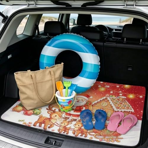 Red Christmas Sleigh Heavy Duty Trunk Mat 29"x39" - Image 2