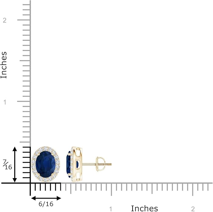 ANGARA Natural Blue Sapphire Earrings for Women | Prong-Set Oval Blue Sapphire Stud Earrings with Diamond Halo in 14K Solid Gold/Platinum | September Birthday, Anniversary, Gemstone Jewellery Gift