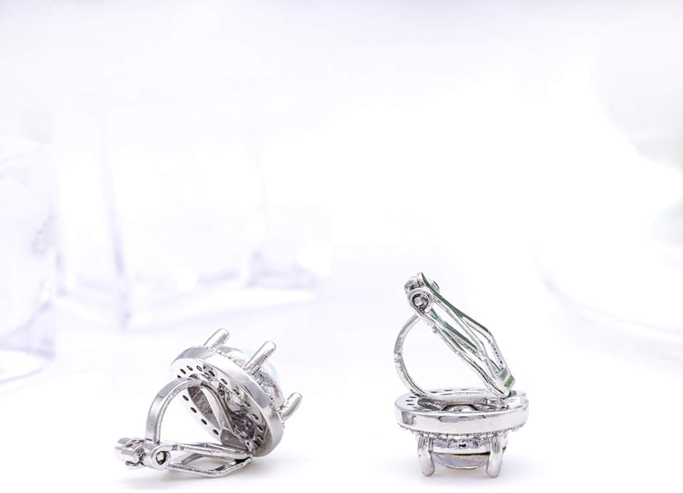 YOQUCOL 8MM Cubic Zirconia Crystal Clip On Stud Earrings Round Non Pierced Earrings for Women