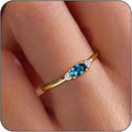 14k Gold Plated Birthstone Rings for Women Dainty Stackable Rings Non Tarnish Thumb CZ Emerald Green Gemstone Ring Cute Jewelry Birthday Valentine Gift for Mother Daughter Band Size 6-11